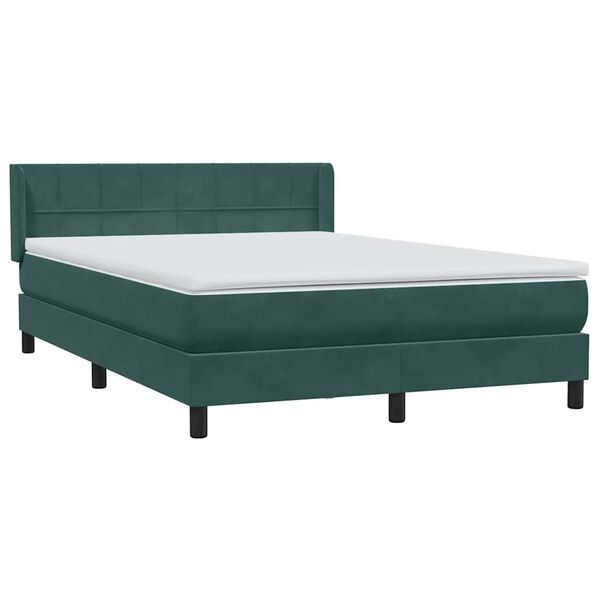 vidaXL Cama box spring con colch&oacute;n terciopelo verde oscuro 140x210 cm