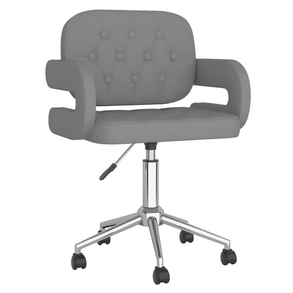vidaXL Silla de comedor giratoria de cuero sint&eacute;tica gris
