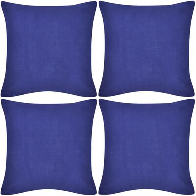 130921 4 Blue Cushion Covers Cotton 80 x 80 cm