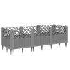 vidaXL Jardinera con clavijas PP gris claro 123,5x43,5x43,5 cm