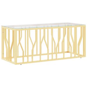vidaXL Mesa de centro acero inoxidable y vidrio 110x45x45 cm