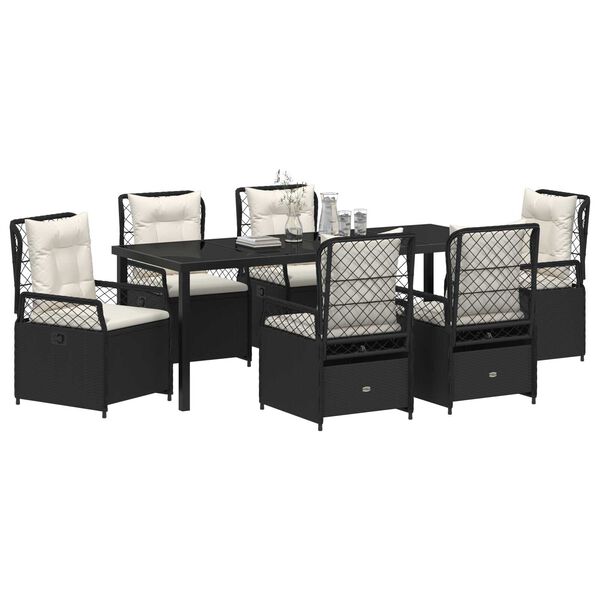 vidaXL Conjunto de Comedor de Jard&iacute;n 7 pcs Negro rat&aacute;n sint&eacute;tico