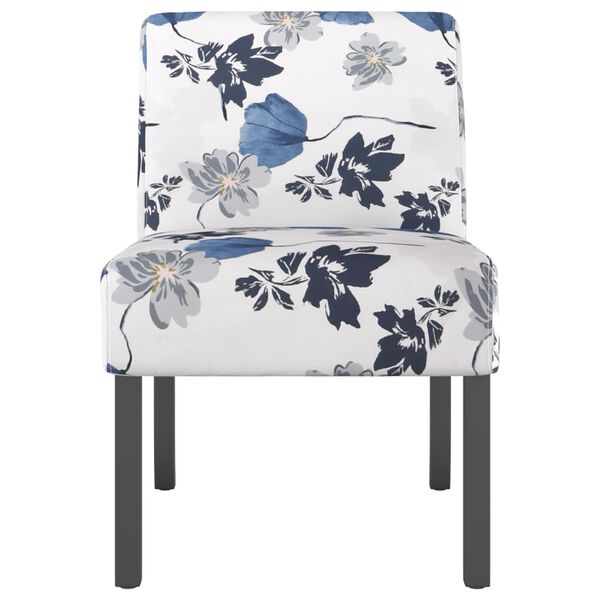 vidaXL Silla tapizada de tela con estampado de flores azul