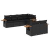 vidaXL Set de comedor de jard&iacute;n 7 pzas y cojines rat&aacute;n sint&eacute;tico negro
