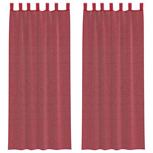 vidaXL Cortinas de gasa con trabillas 2 uds rojo vino 140x260 cm