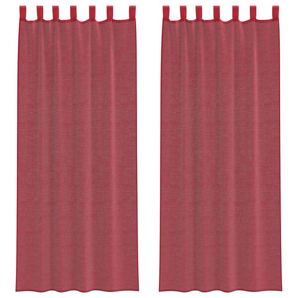 vidaXL Cortinas de gasa con trabillas 2 uds rojo vino 140x260 cm