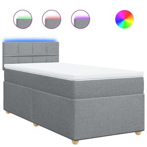 vidaXL Cama box spring con colch&oacute;n tela gris claro 80x200 cm