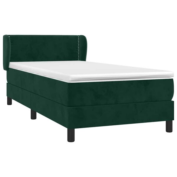 vidaXL Cama box spring con colch&oacute;n terciopelo verde oscuro 80x200 cm