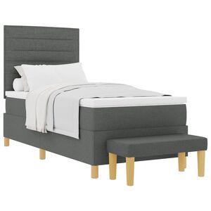 vidaXL Cama tipo Box Spring con cabecera Gris oscuro 200 x 90 cm tela