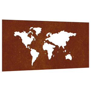 vidaXL Adorno de pared jard&iacute;n acero corten dise&ntilde;o mapamundi 105x55 cm