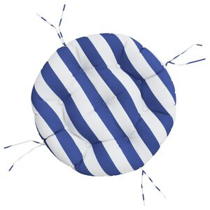 vidaXL Coj&iacute;n redondo tela Oxford a rayas azul y blanco &Oslash; 60x11 cm
