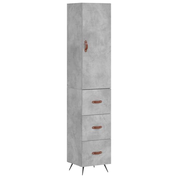vidaXL Aparador de madera contrachapada gris hormig&oacute;n 34,5x34x180 cm