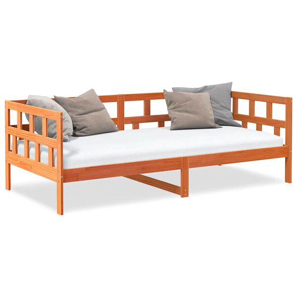 vidaXL Sofá cama sin colchón madera maciza pino marrón cera 90x190 cm