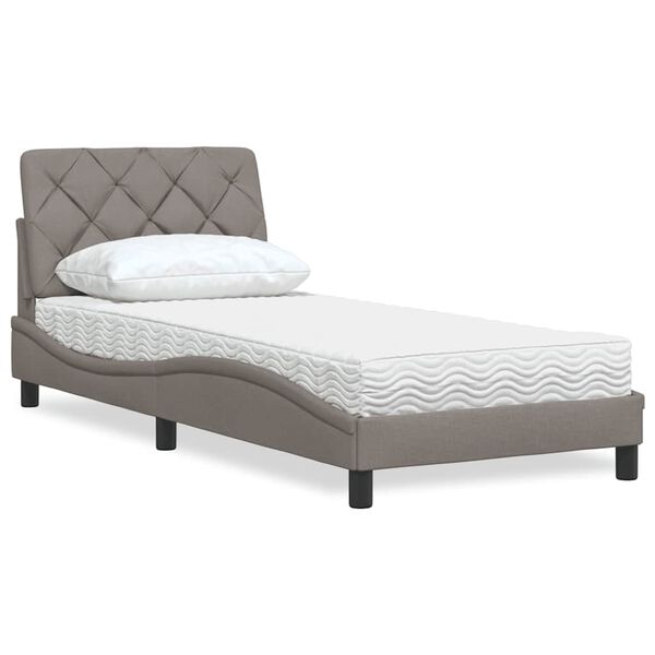 vidaXL Cama con colch&oacute;n tela gris taupe 90x200 cm
