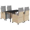 vidaXL Set comedor de jard&iacute;n 5 pzas con cojines rat&aacute;n sint&eacute;tico beige