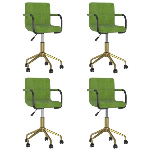 vidaXL Sillas de comedor giratorias 4 unidades terciopelo verde claro