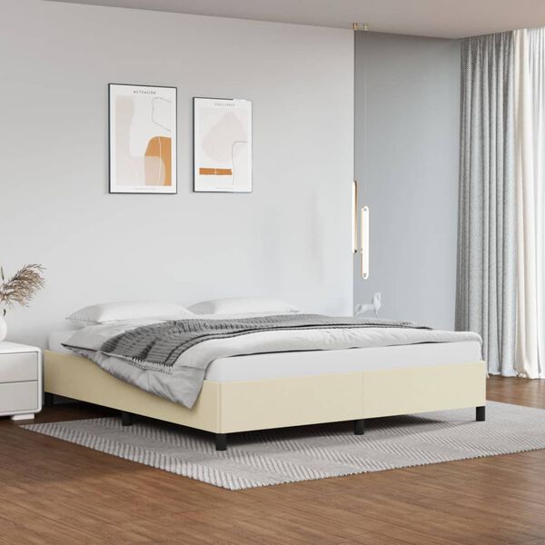 vidaXL Estructura de cama sin colch&oacute;n cuero sint&eacute;tico crema 180x200 cm