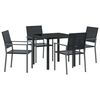 vidaXL Conjunto de Comedor de Jard&iacute;n 5 pcs Negro Rat&aacute;n sint&eacute;tico