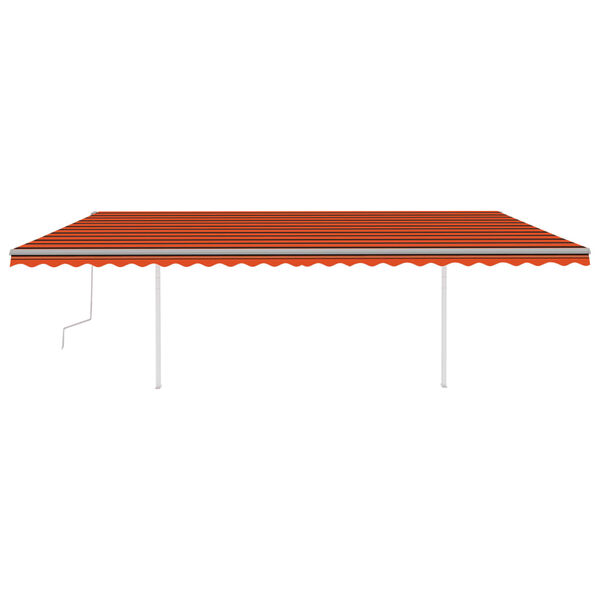 vidaXL Toldo manual retr&aacute;ctil con luz LED naranja y marr&oacute;n 6x3 m