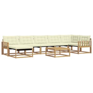 vidaXL Conjunto de sof&aacute;s de exterior 8 uds. Blanco y Crema