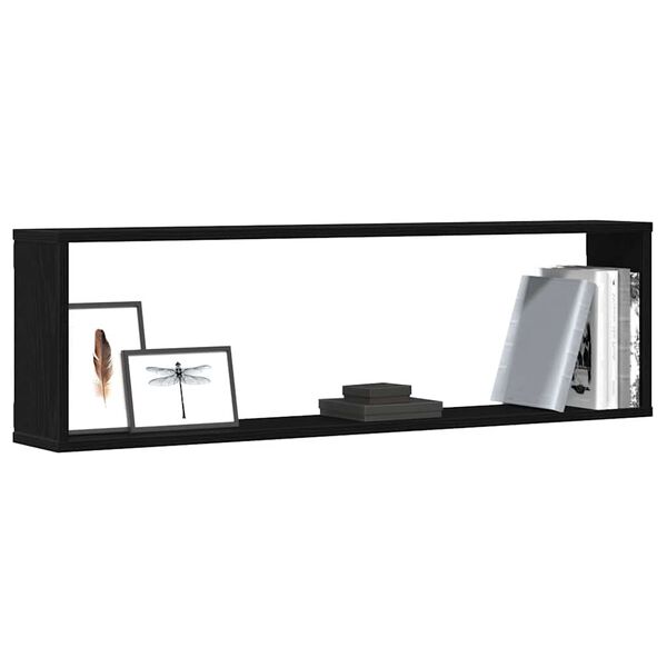 vidaXL Estantes c&uacute;bicos de pared 2 uds roble negro 100x15x30 cm