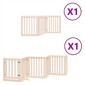 vidaXL Puerta para perros plegable 9 paneles madera de &aacute;lamo 450 cm