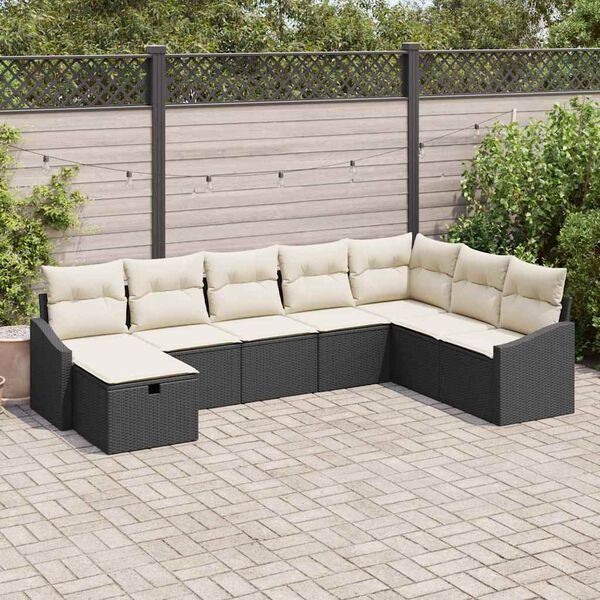 vidaXL Conjunto de sofá de jardín 8 pcs Negro 55 x 62 x 69 cm