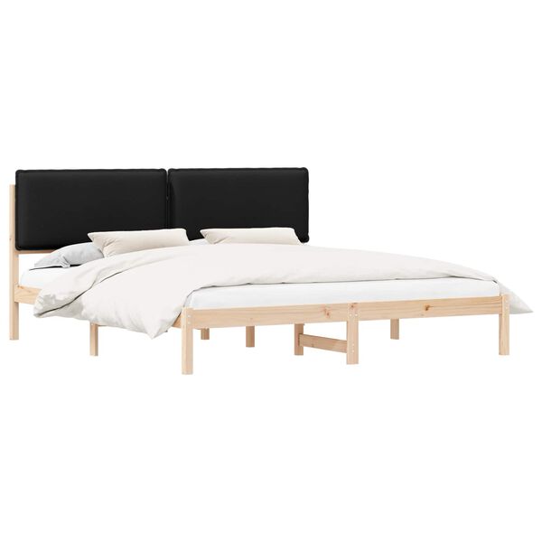 vidaXL Estructura de Cama con Cabecera Tapizada Negro 180 x 200 cm