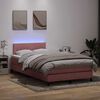 vidaXL Cama box spring con colch&oacute;n y LED terciopelo rosa 120x220 cm