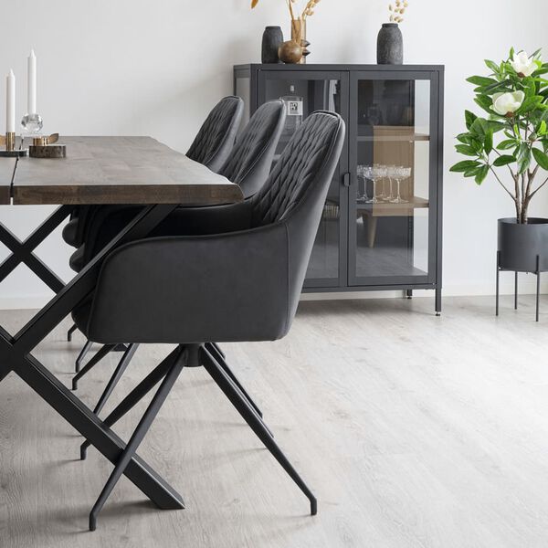 House Nordic Silla de comedor giratoria Ava gris oscuro