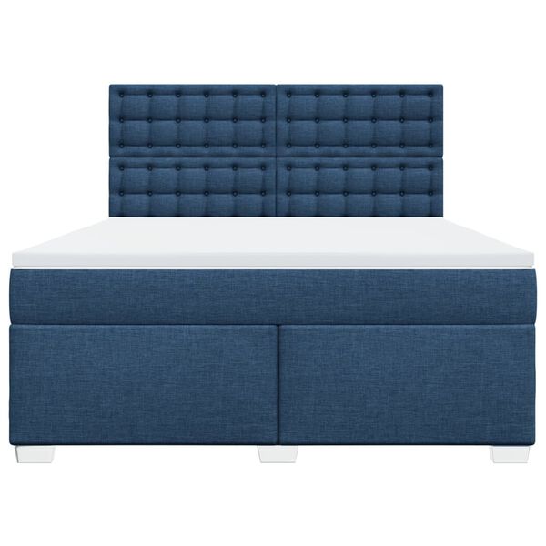 vidaXL Cama box spring con colch&oacute;n tela azul 180x200 cm