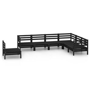 vidaXL Juego de muebles de jard&iacute;n 7 pzas madera maciza de pino negro