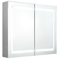 vidaXL Armario de baño con espejo LED gris hormigón 80x12x68 cm