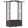 vidaXL Cama elevada con trellis y techo Marr&oacute;n 125 x 40 x 138 cm PP