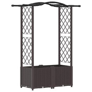 vidaXL Cama elevada con trellis y techo Marr&oacute;n 125 x 40 x 138 cm PP