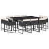 vidaXL Set de comedor jard&iacute;n 11 pzas con cojines rat&aacute;n sint&eacute;tico negro