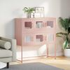 vidaXL Aparador de acero laminado en frío rosa 100,5x39x107 cm