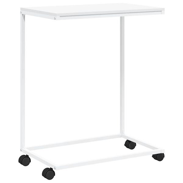 vidaXL Mesa auxiliar con ruedas de contrachapado blanco 55x35x70 cm