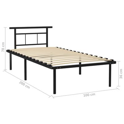 vidaXL Estructura de cama de metal negro 100x200 cm