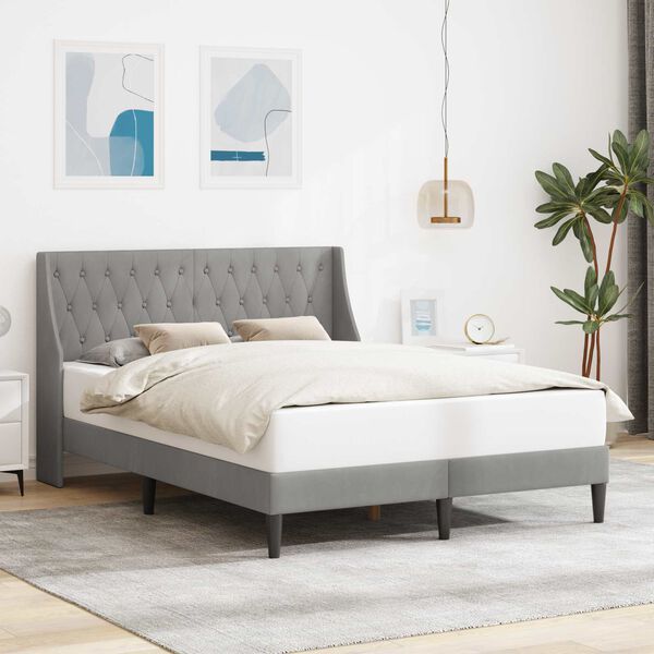 vidaXL Estructura de cama Gris Claro 140 x 190 cm Terciopelo