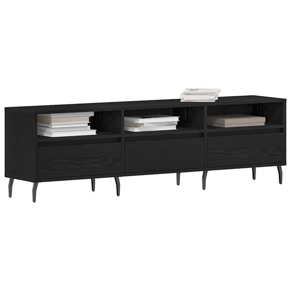 vidaXL Mueble de TV Roble Negro 150 x 30 x 44,5 cm