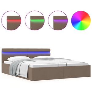 vidaXL Cama canap&eacute; hidr&aacute;ulica almacenaje sin colch&oacute;n taupe 160x200 cm