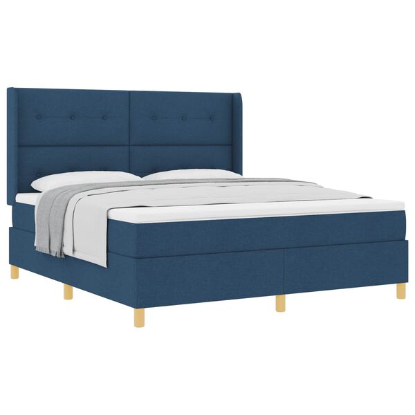 vidaXL Cama tipo Box Spring con colch&oacute;n Azul 180 x 200 cm tela