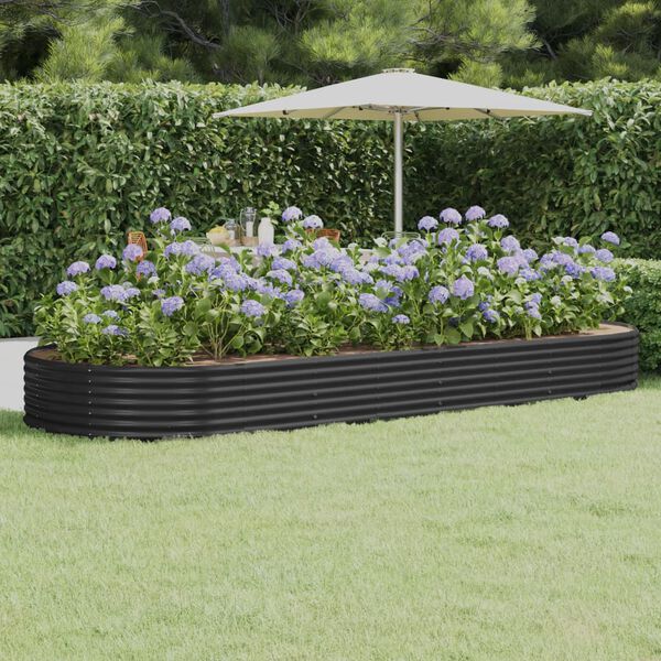 vidaXL Jardinera arriate acero galvanizado antracita 373x140x36cm