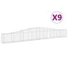 vidaXL Cestas de gaviones 9 uds forma de arco hierro 400x30x40/60 cm