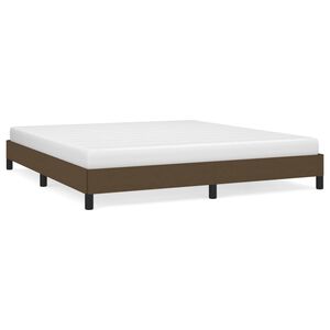 vidaXL Cama sin colch&oacute;n de tela marr&oacute;n oscuro 180x200 cm