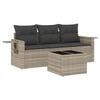 vidaXL Set de sof&aacute;s de jard&iacute;n 4 pzas y cojines rat&aacute;n sint&eacute;tico gris