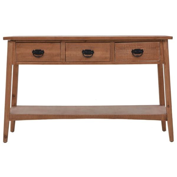 vidaXL Mesa consola de madera de abeto maciza marr&oacute;n 126x40x77,5 cm