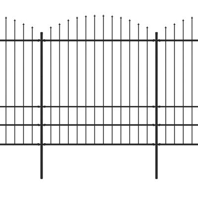 vidaXL Valla de jardín con puntas de lanza acero negro (1,75-2)x3,4 m