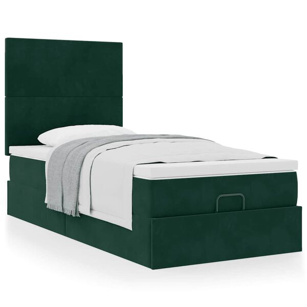 vidaXL Estructura de cama otomana colchones terciopelo verde oscuro
